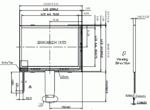 TFT 04i2 Panel wyświetlacz LCD 4,2'' 320xRGBx234