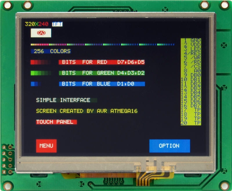 TFT 05i 320RGB234; wyświetlacz graficzny z panelem dotykowym