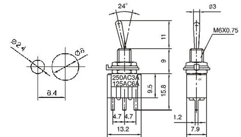 MTS123 przełącznik dźwigniowy wymiary