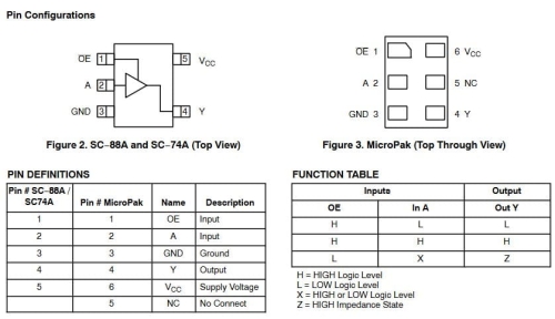 NC7SZ126P5X bufor nieodwracający wyprowadzenia