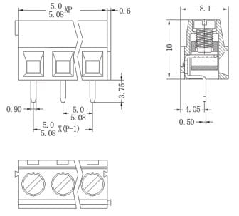 ARK 304-3 listwa zaciskowa 3 pin; raster 5,08