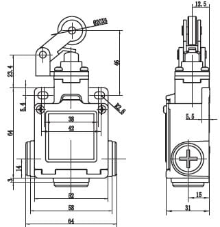 SN2162 przełącznik krańcowy , wymiary
