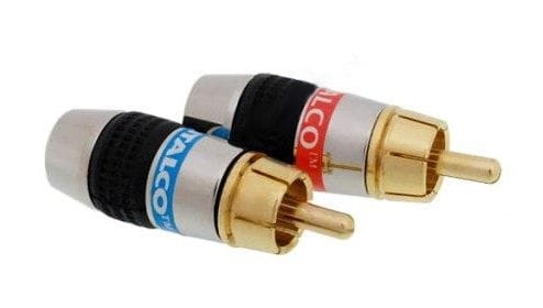 Wtyk RCA montowany na przewód złoty 6.7mm