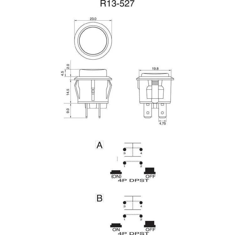 R13-827 przełącznik okrągły hermetyczny