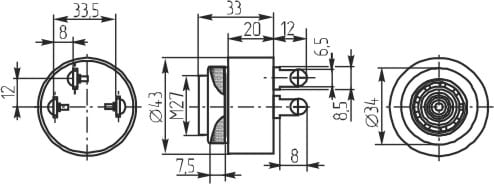 KPI 4322-230 przetwornik piezoelektryczny z generatorem