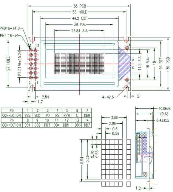 AC0802E-FHW K/W wyświetlacz LCD