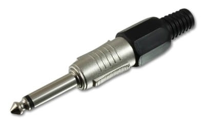 Wtyk Jack 6,3mm stereo guma montowany na przewód - czarny