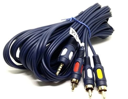 Przyłącze kablowe Jack 3,5mm 4-polowy wtyk / RCA 3x gniazdo; długość 5m