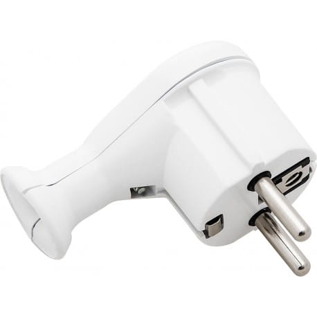 Wtyk elektryczny z uziemieniem kątowy - biały WT-50 + 0