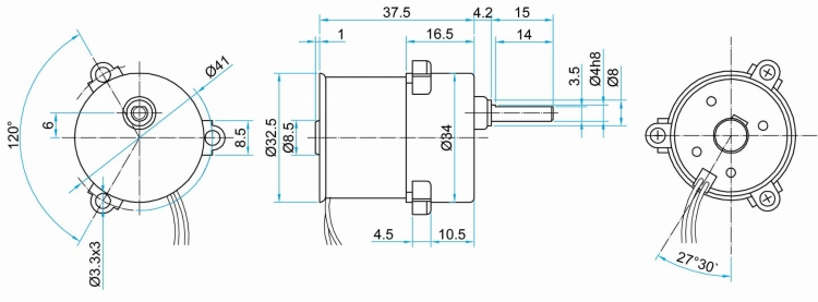 B138F.12.1470 silnik z przekładnią, wymiary