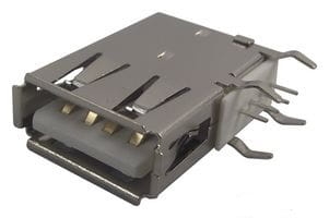 Gniazdo złącza USB A 2.0 montaż przewlekany kątowy 90°