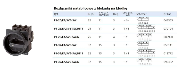 P1-32/EA/SVB przełącznik główny 1P-32 styki