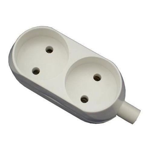 Gniazdo elektryczne przedłużacza bez uziemienia; 2x gniazdko