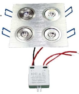 Oprawa sufitowa LED 4x1W; ciepły biały; 230Vac