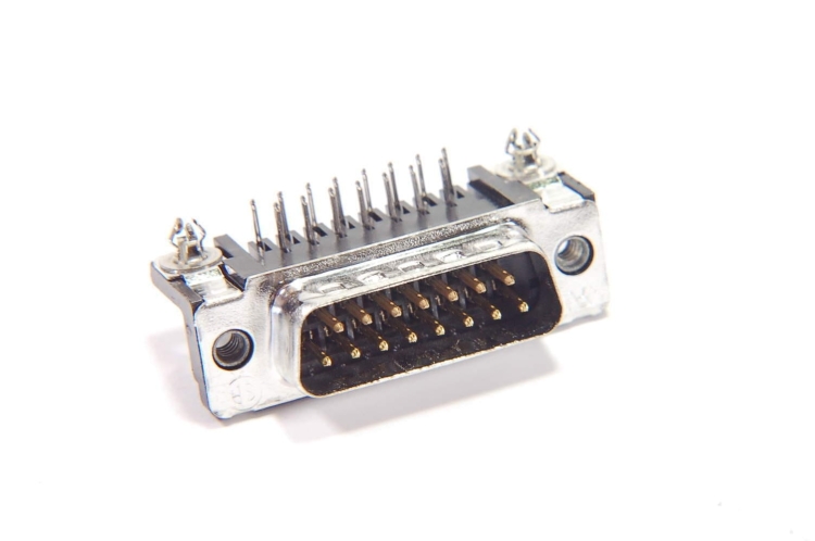 DB15 wtyk 15-pin kątowy lutowany do druku D-sub